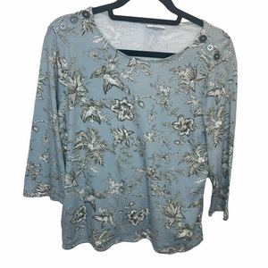 J. Jill Blue Floral Button Blouse Size Medium